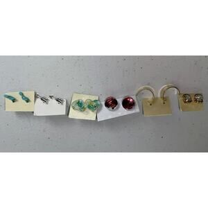 Lot Of 6 New Stud Earrings Pink Gold Blue